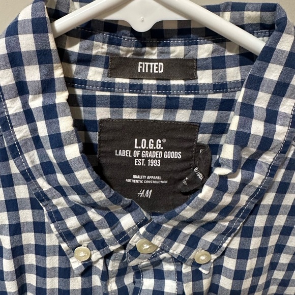 H&M Checkered Button Down (Navy) - Picture 2 of 2
